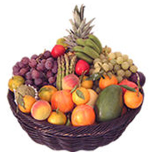 5 KGS of Mix Fruits in Basket.
