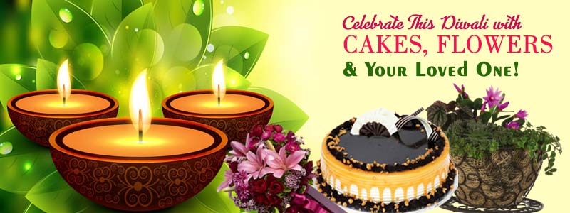 Enjoy Diwali with cakes and flowers